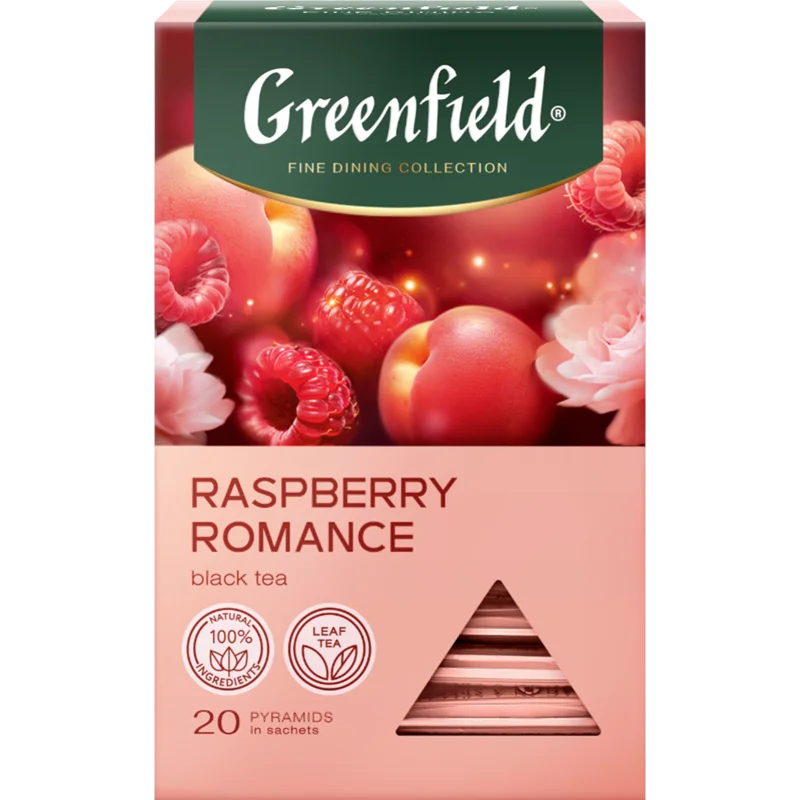 "GREENFIELD" RASPBERRY ROMANCE TEA 20 PYRAMID TB