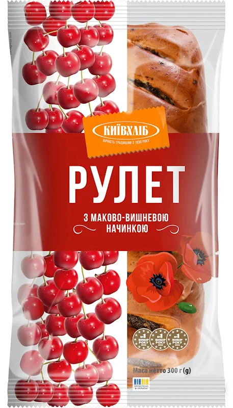 KYIV HLIB RULET WITH CHERRY & POPPY SEED FILLING 300G
