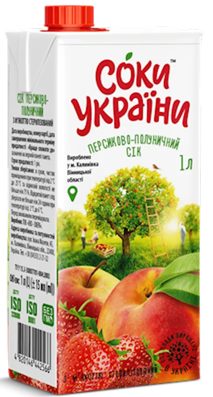 STRAWBERRY-PEACH JUICE 1L SOKI UKRAINY
