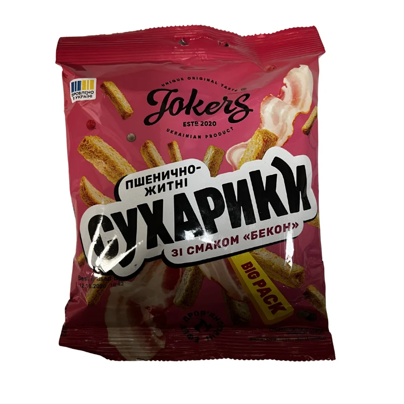 EUROPEAN RYE WHEAT CROUTONS BACON FLAVOR 100G JOKERS