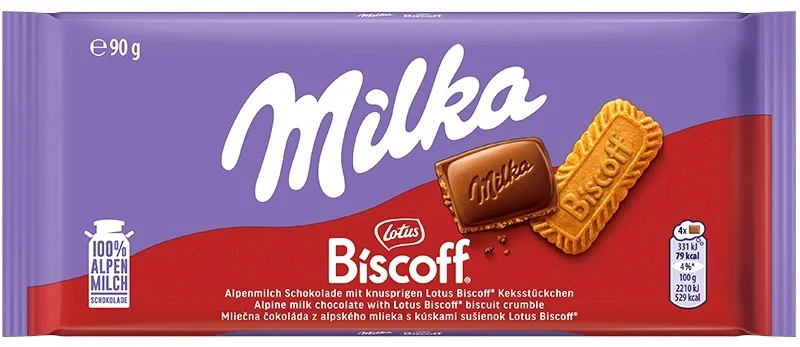 MILKA BISCOFF CHOCOLATE BAR 90G