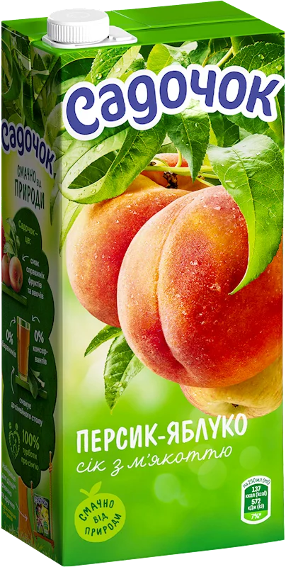 JUICE PEACH&APPLE WITH PULP 950ML SADOCHOK
