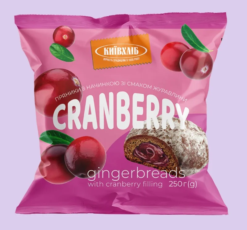 GINGERBREADS WITH CRANBERRY FILLING 250G KIEVHLEB