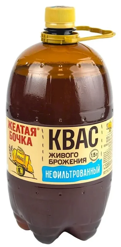 "ZHELTAYA BOCHKA" (NEFILTROVANIY) KVASS 1.5L UNFILTERED