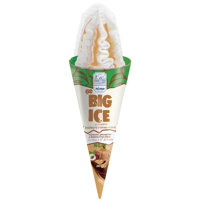 LIMO BIG ICE HAZELNUT & TOFFEE TASTE IN WAFER CONE 140G