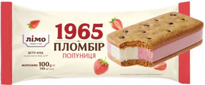 LIMO 1965 PLOMBIR SANDWICH STRAWBERRY 100G