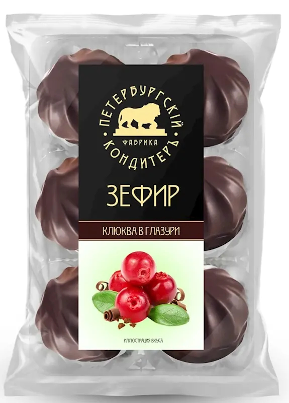 "PETERBURZHSKIY KONDITER" ZEPHYR W/CRANBERRY IN CHOCO GLAZE 390GR