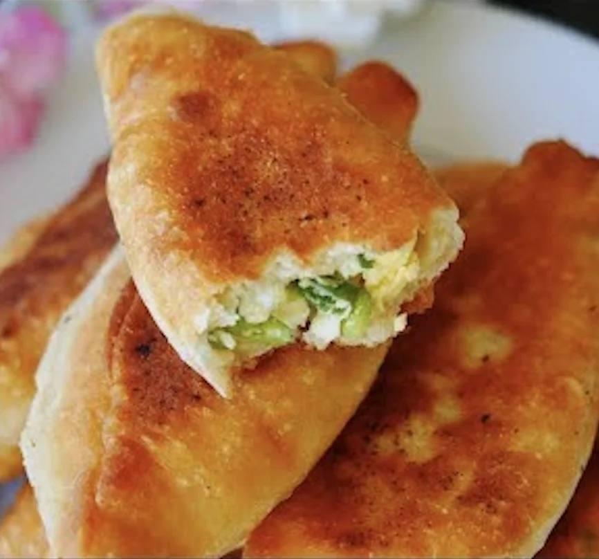 FRIED PIROGI W/EGGS&GREENS