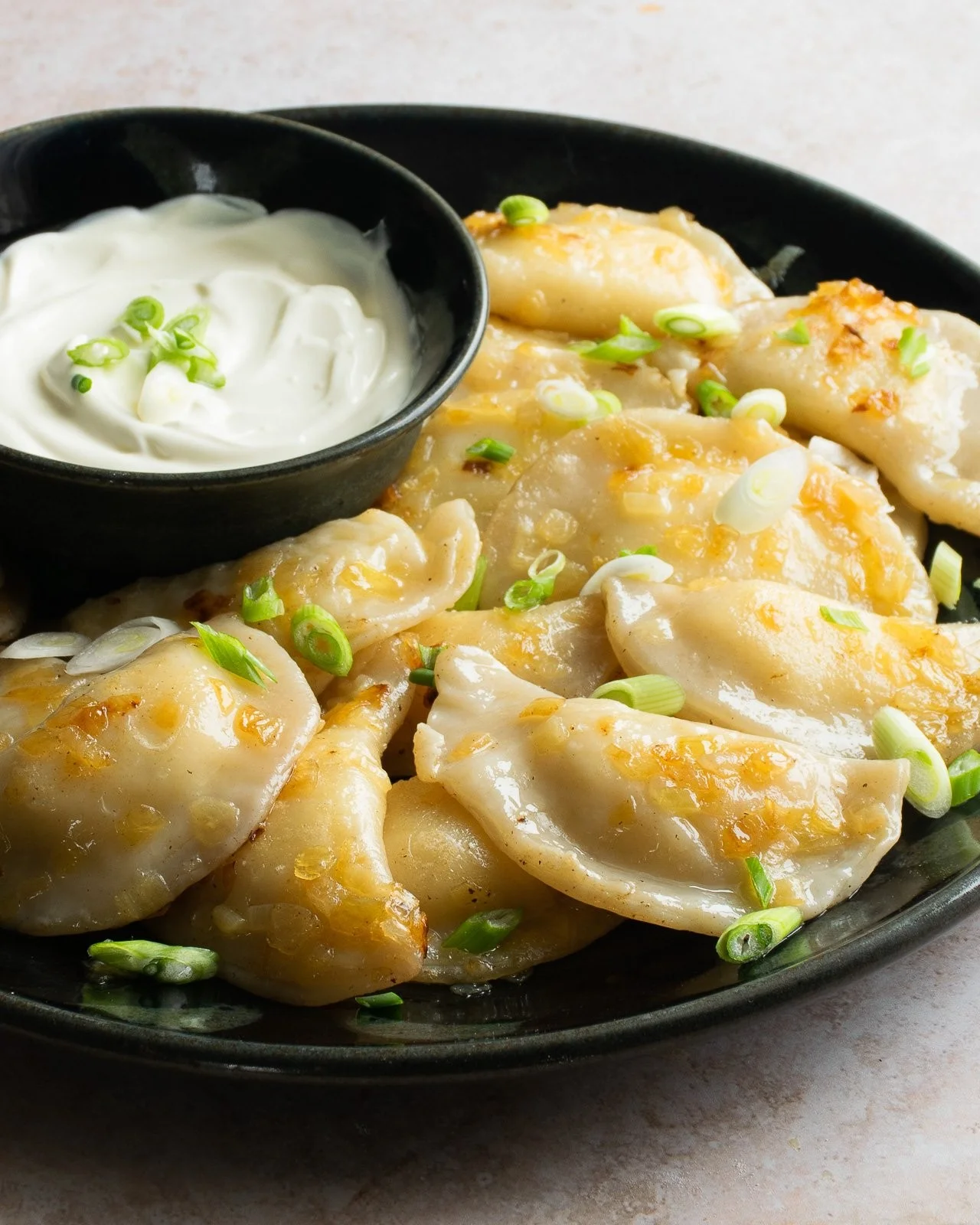 FRIED PIROGI W/PEAS