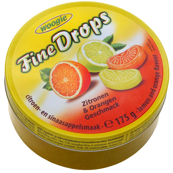 WOOGIE FINE DROPS WITH ORANGE AND LEMON FLAVORE 175G