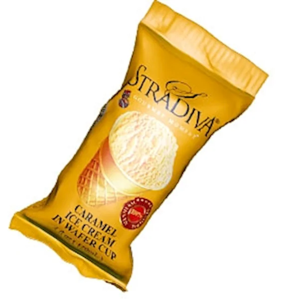 STRADIVA CARAMEL FLAVOR ICE CREAM IN WAFFLE CUP