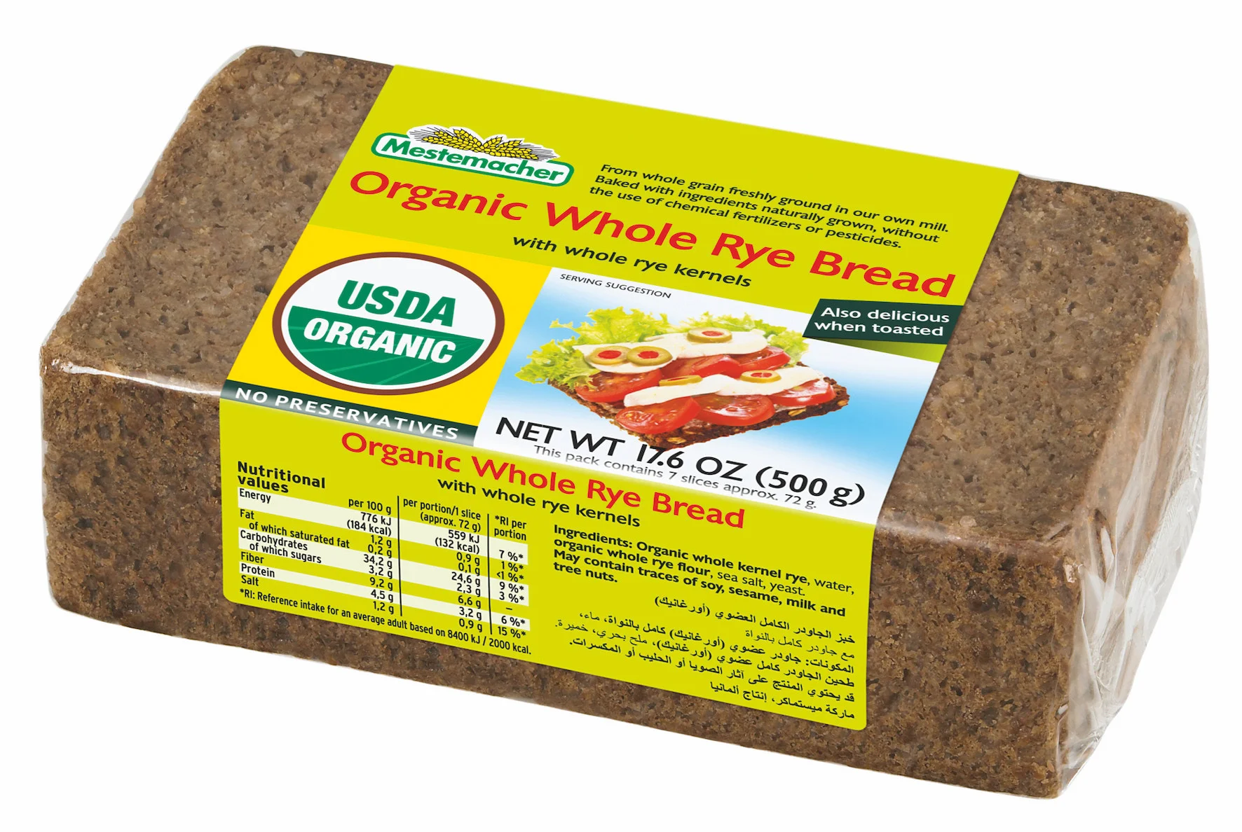 MESTEMACHER ORGANIC RYE BREAD 500G