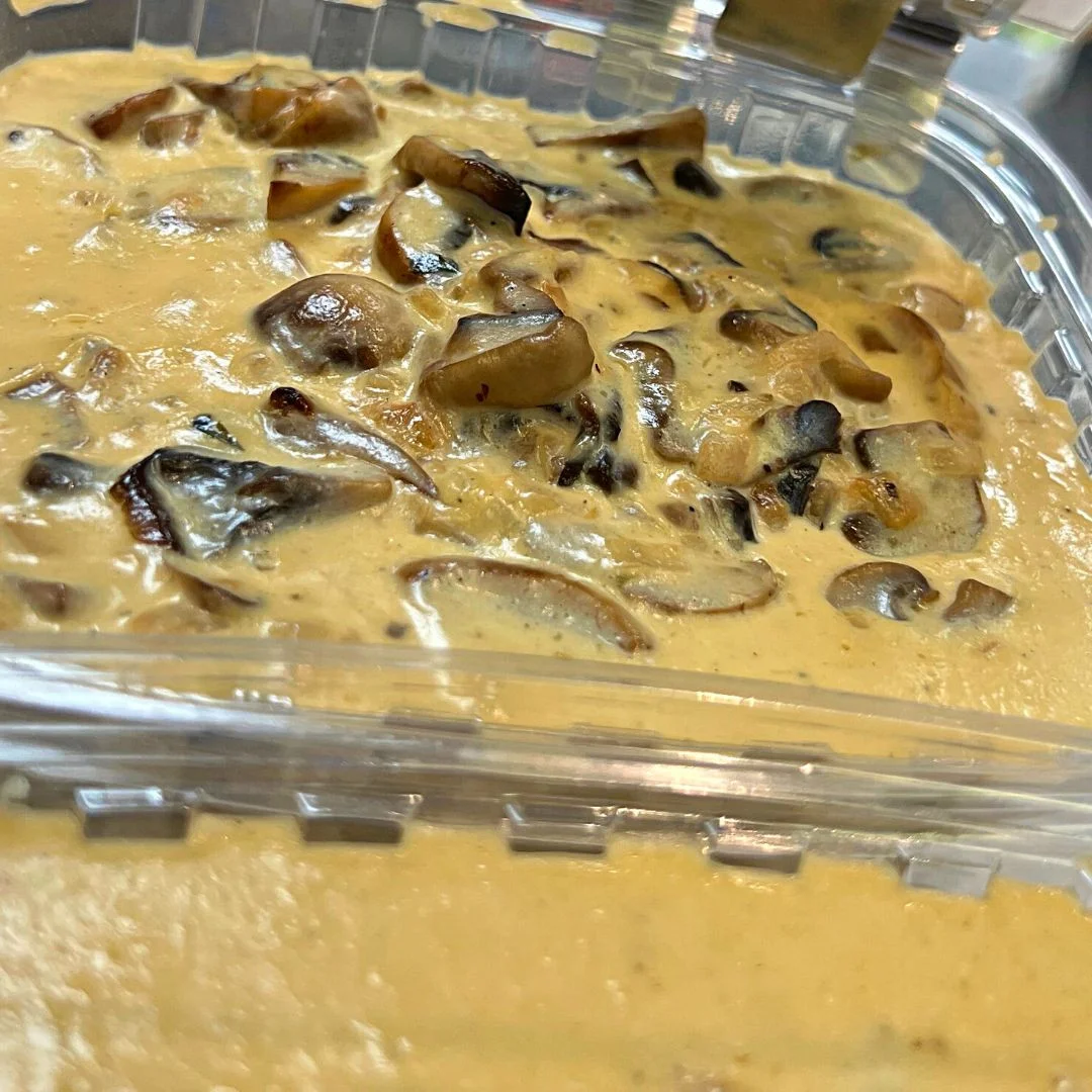 STUFFED CHICKEN DERMA IN MUSHROOM SAUCE