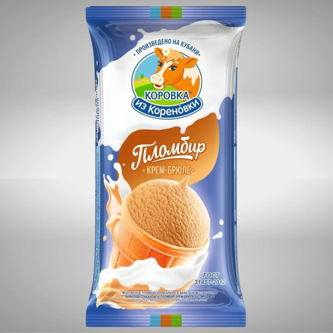 CREME BRULE ICE CREAM IN WAFFLE CUP 100G "KOROVKA IZ KORENOVKI"