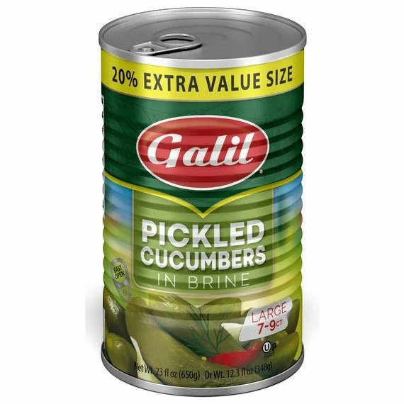GALIL PICKLED CUCUMBERS IN BRINE 7-9CT 650G