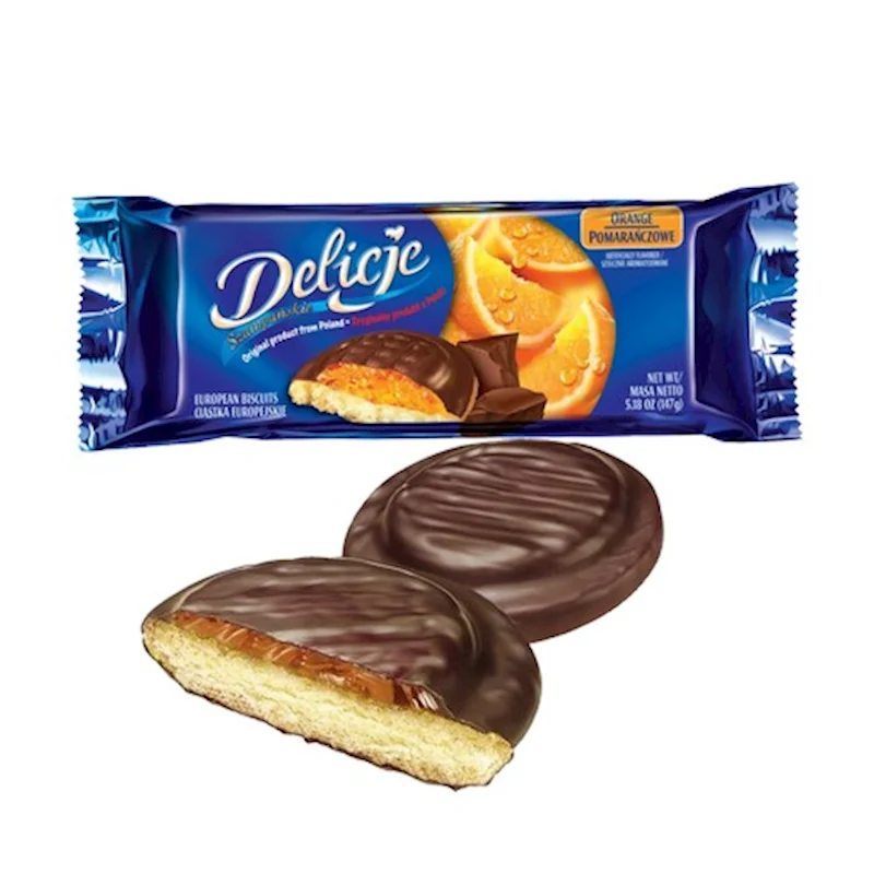 DELICJE BISCUIT (CHOCO GLAZED) COOKIES W/ORANGE 147GR