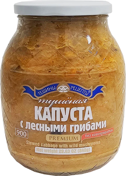 PREMIUM STEWED CABBAGE W/WILD MUSHROOMS 900ML TESCHINY RECEPTY