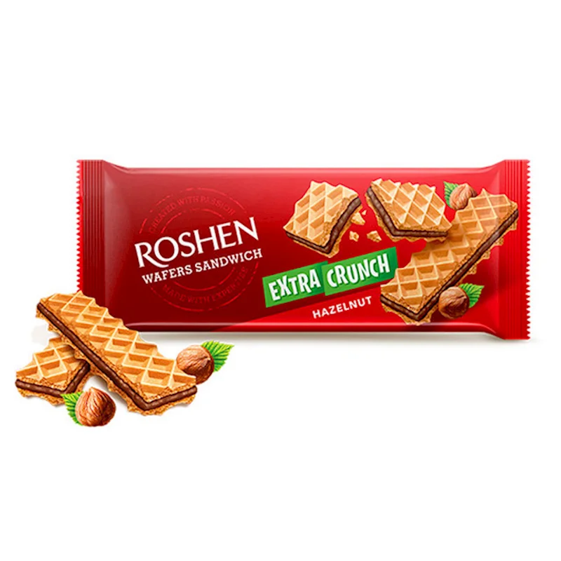 ROSHEN WAFERS SANDWICH EXTRA CRUNCH HAZELNUT 142G