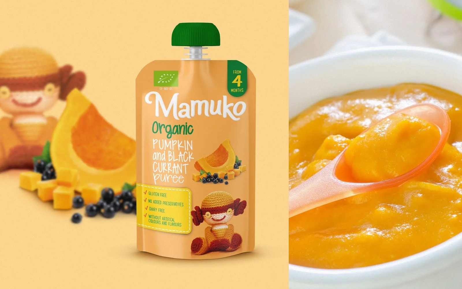 ORGANIC PUMPKIN AND BLACK CURRANT PUREE 100G 4+ MAMUKO