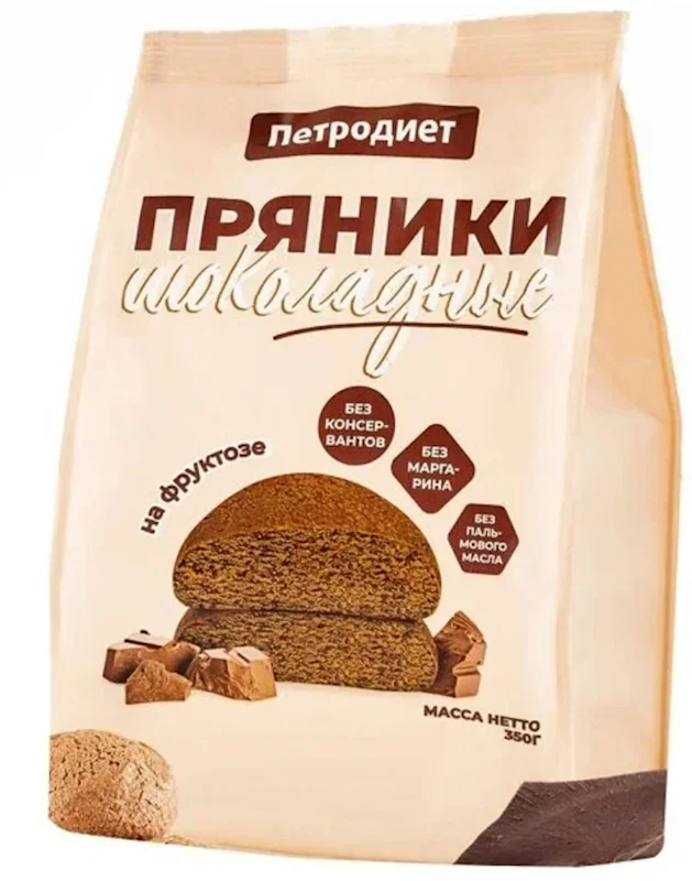 CHOCOLATE GINGERBREAD (PRYANIK) W/FRUKTOZE 350 G PETRODIET