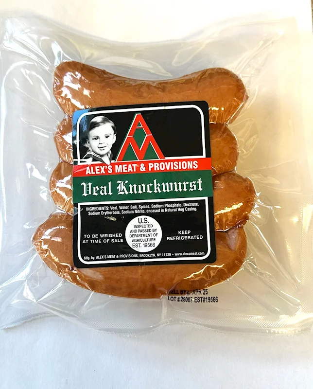 "ALEX`S MEAT" SMOKED VEAL KNOCKWURST