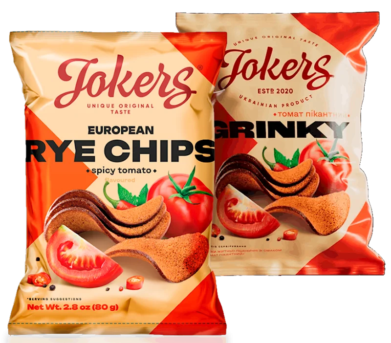 EUROPEAN RYE CHIPS SPICY TOMATO 80G JOKERS