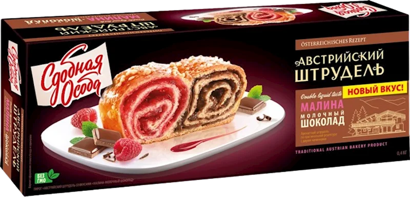 AUSTRIAN STRUDEL SOUR RASPBERRY&MILK CHOCOLATE 400G CHEREMUSHKI
