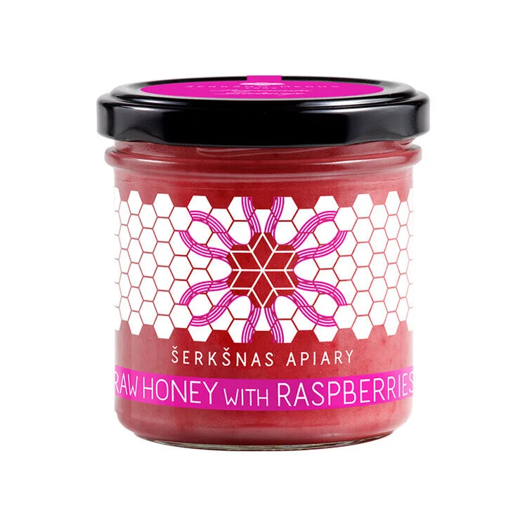 RAW HONEY WITH RASPBERRIES 200G LITHUANIA