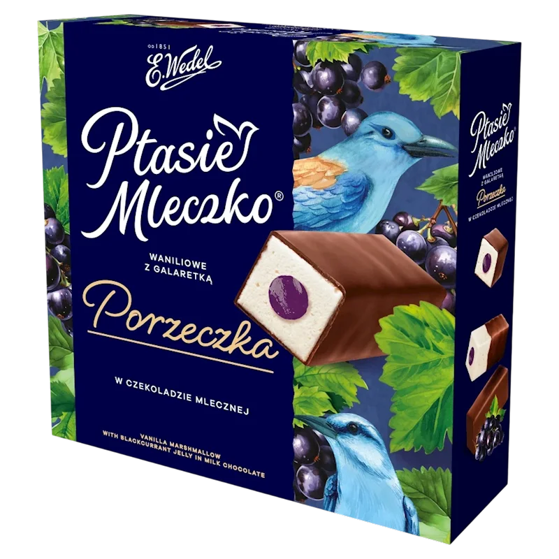 PTASIE MLECZKO VANILLA W/BLACK CURRANT 340G WEDEL
