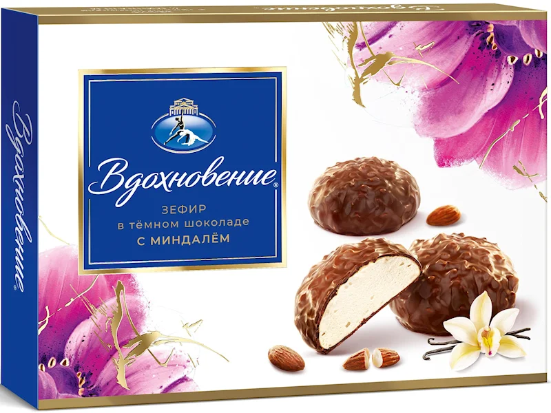 "VDOHNOVENIE" ZEPHIR W/ALMOND IN DARK CHOCOLATE 230G