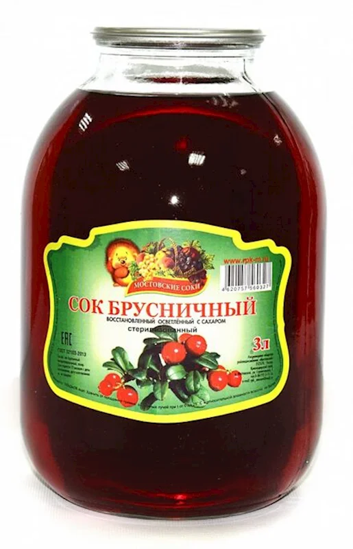 LINGONBERRY (BRUSNIKA) JUICE 3L GLASS