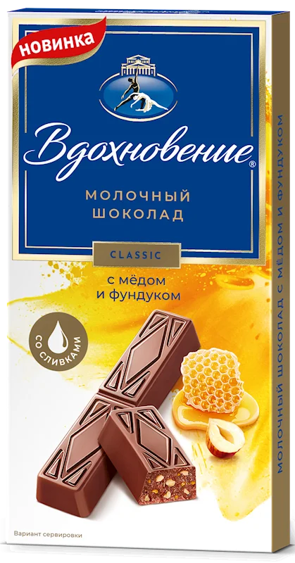 MILK CHOCOLATE VDOKHNOVENIE 100G HONEY&HAZELNUT