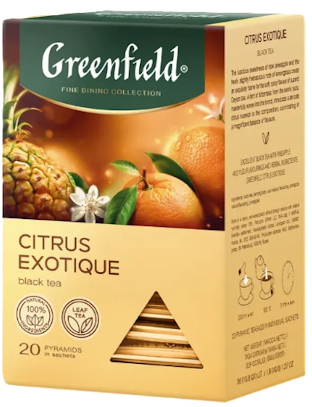 "GREENFIELD" CITRUS EXOTIQUE TEA 20 PYRAMID TB
