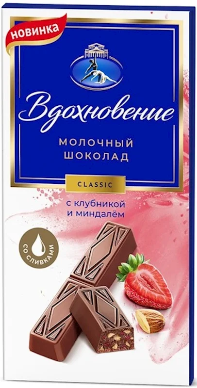 VDOHNOVENIE MILK CHOCO STRAWBERRY/ALMOND 100G